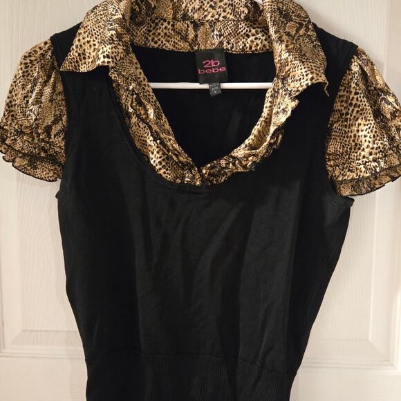 🐆 2B Bebe Snakeskin Layered Top 🖤 - Picture 1 of 3